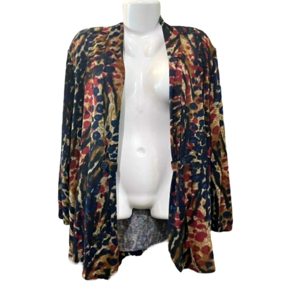 Links Women's Multicolor Open Front Sweater Cardigan w/ Button Details | Size L